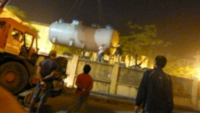 Thi công dự án nước thải ở bệnh viện Đống Đa (ảnh Cộng đoàn Vinh)