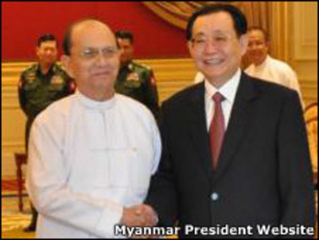 Burmese President and Mr Wen Gang