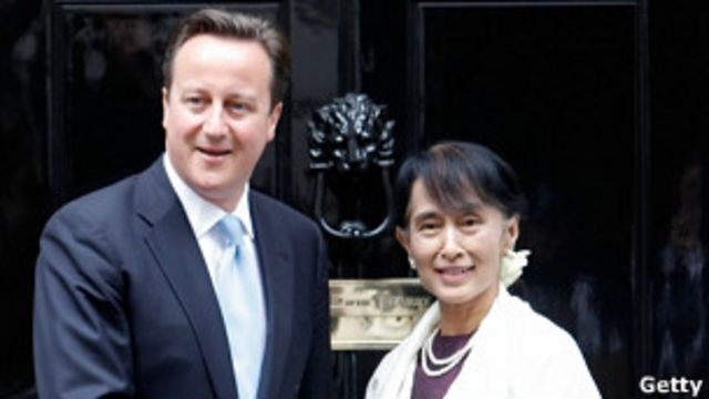 Dabvid Cameron and Daw Aung San Suu Kyi