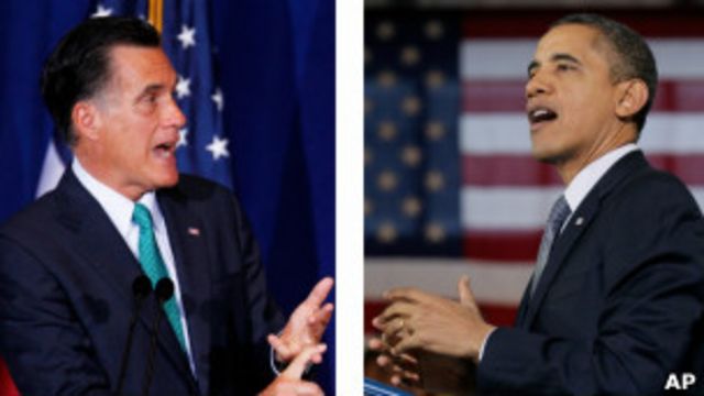 Mitt Romney (trái) đang dẫn trước Tổng thống Obama về tiền quyên góp