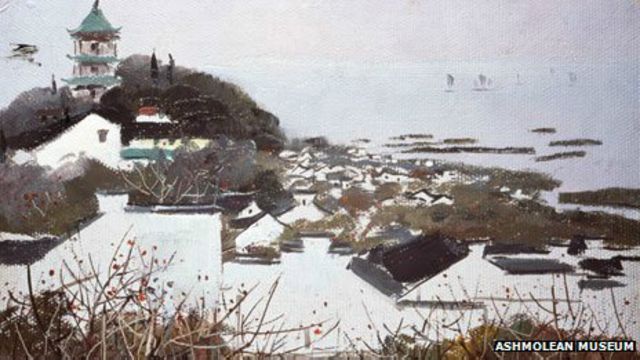 吳冠中所繪的無錫和太湖(1973)