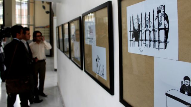 نمایشگاه کاریکاتور انتخابات ۲۰۱۴ و جنگ و صلح افغانستان Bbc News فارسی