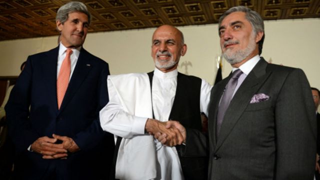 John Kerry,Ashraf Ghani na Abdullah Abdulla