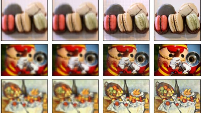 Simulação mostra como tela poderia corrigir imagem para quem tem problemas de vista. Crédito: MIt Media Lab