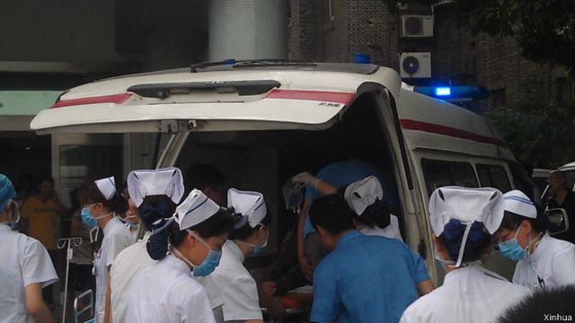 8月2日拍攝的發生爆炸的車間外景。