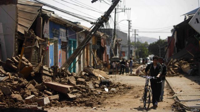 Damage from an earthquake in Chile in 2010.