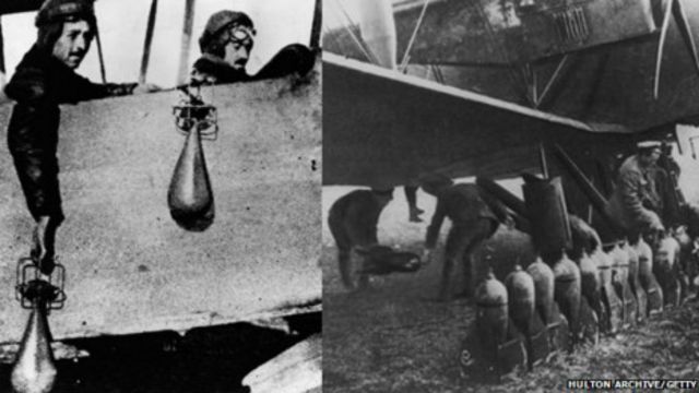 En 1914 las bombas se lanzaban a mano, pero en 1918 ambos bandos tenían bombarderos especiales.