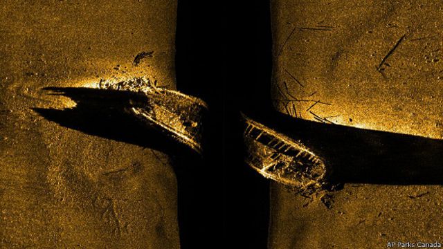 Imagen de sonar de un barco de Sir John Franklin hundido en el Artico
