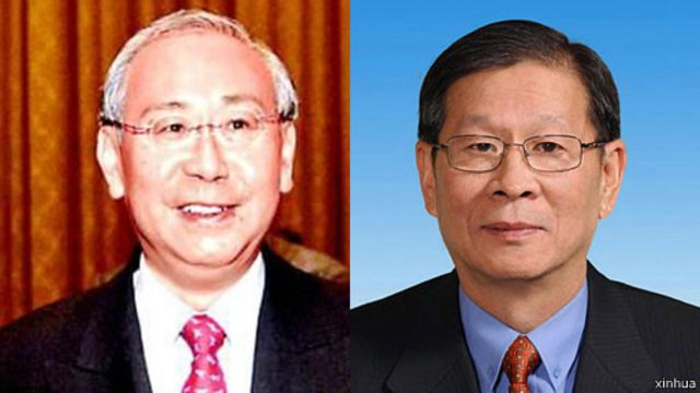 前香港政务司长许仕仁(左)和前全国政协副主席廖晖