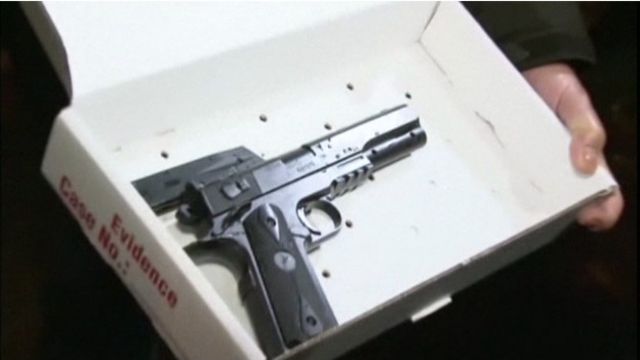Uma Arma Colorida Da Mão Da Pistola Do Brinquedo Imagem de Stock
