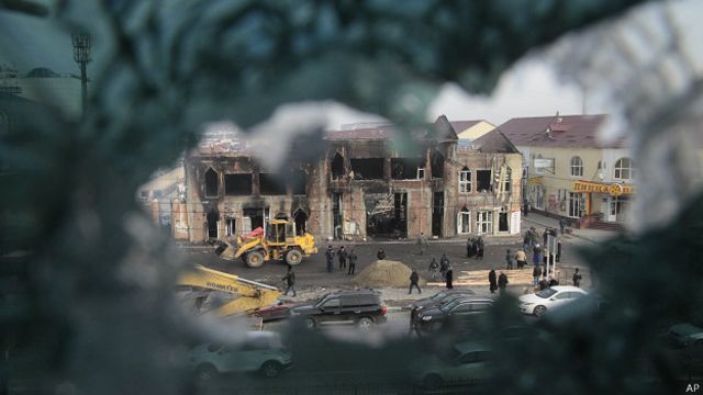 Центр Грозного после нападения