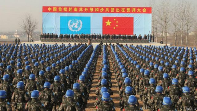 中國首支赴南蘇丹維和步兵營在山東萊陽舉行誓師大會。