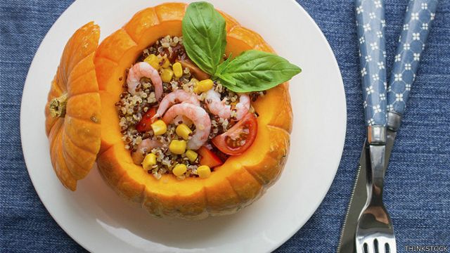 Calabaza rellena de quinua