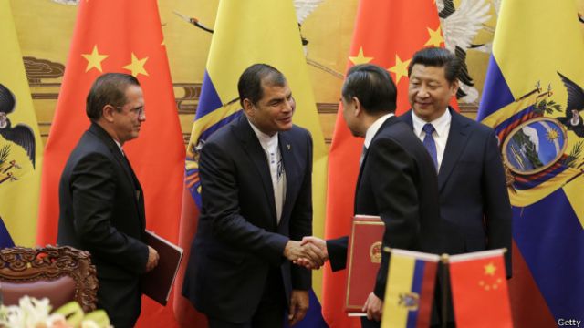 當天，中國國家主席習近平在人民大會堂會見了在華訪問的厄瓜多爾總統科雷亞。