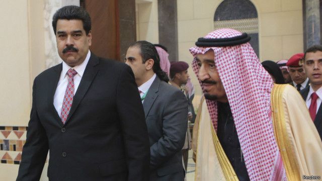 التقى الرئيس الفنزويلا نيكولاس مادورو مع ولي العهد السعودي الأمير سلمان في مدينة الرياض.