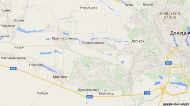 Карта Донецкой области и Марьинка