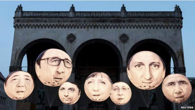 Карикатура, изображающая лидеров "Большой семерки"