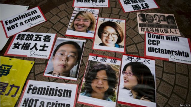 李婷婷和其他四位活動人士在３月被拘留後引起外界關注