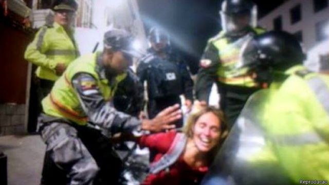 Manuela foi presa em protesto de indígemas nesta quinta-feira em Quito