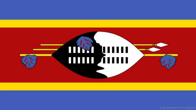 Lá cờ Swaziland có hình một tấm khiên lớn với những mũi giáo trên đó "chỉ để thét vang lên tiếng gọi Phi châu"