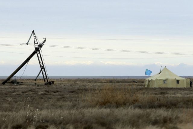 Поврежденная ЛЭП в Херсонской области