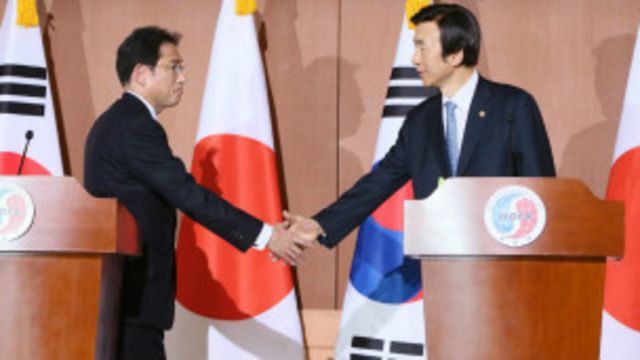 Ministros de Relaciones Exteriores de Corea del Sur y Japón