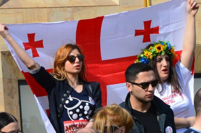 Акция протеста против переговоров с "Газпромом" в Тбилиси