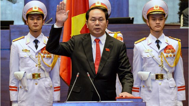 Ông Trần Đại Quang hiểu tuyên thệ nhậm chức tân Chủ tịch nước của nước Việt Nam trước Quốc hội khóa 13 ngày 02/4/2016.