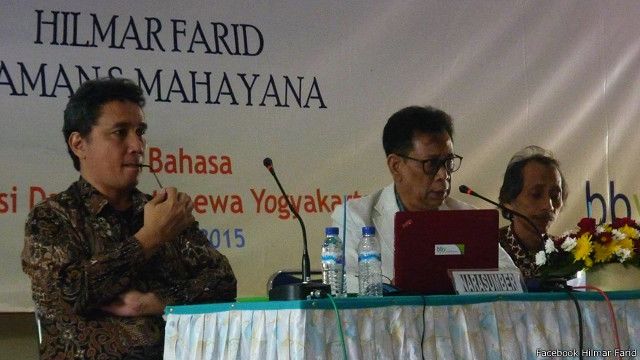 Dirjen Kebudayaan Hilmar Farid dalam sebuah acara diskusi.