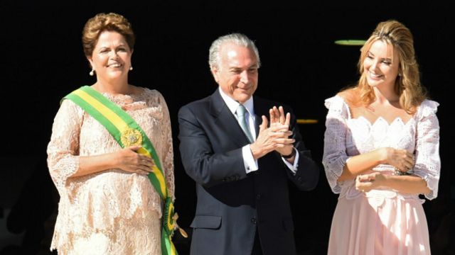 Rousseff, Temer y su esposa