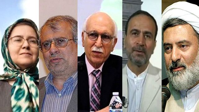 از چپ: صدیقه وسمقی، حسن یوسفی اشکوری، عبدالعلی بازرگان، حسن فرشتیان و محسن کدیور