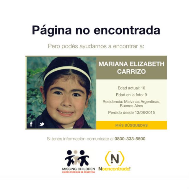 Las fotos de los niños que se ven en las páginas son las de las bases de datos de Missing Children.