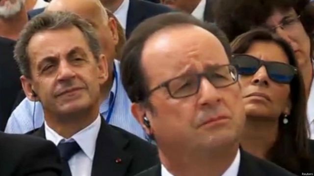 法國總統奧朗德和前總統薩科齊都參加了悼念。