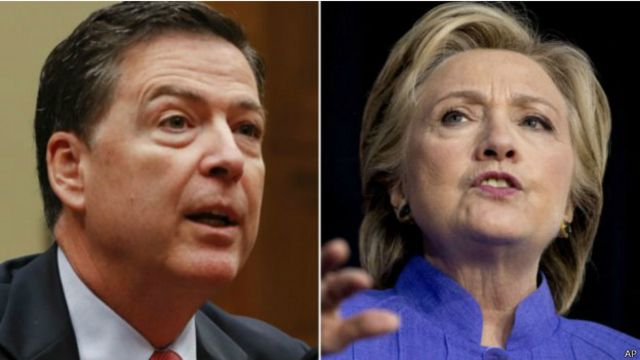 美國聯邦調查局(FBI)局長科米和美國民主黨總統候選人克林頓