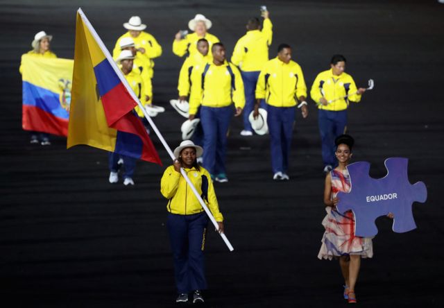 Delegación de Ecuador en la ceremonia de apertura