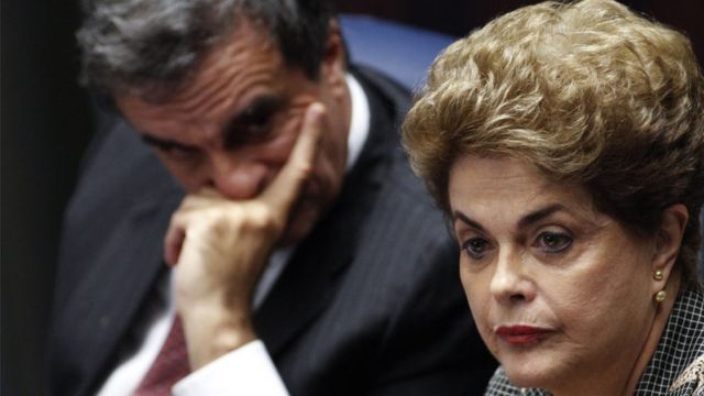 Dilma Rousseff durante julgamento do impeachment no Senado