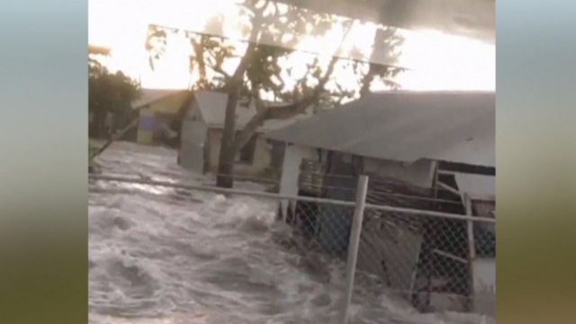 Unverified video showing water rushing into a church.