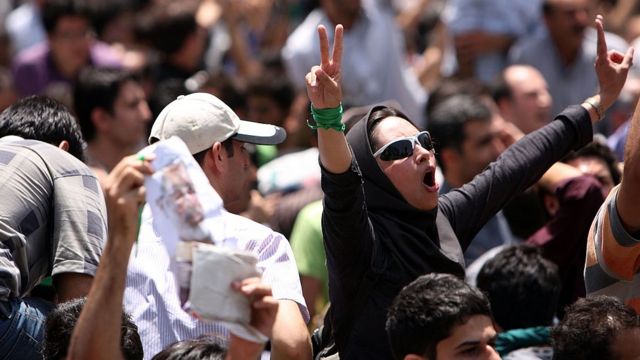 Protestas en Teherán por las elecciones de 2009.