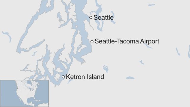 A map showing the airport and Ketron Island