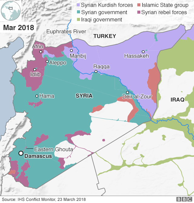 Map showing control of Syria (23 March 2018)