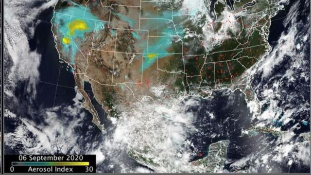 De acordo com a NASA, as taxas de aerossol geradas pela nuvem sugerem que ela pode ser a maior relatada na história dos Estados Unidos