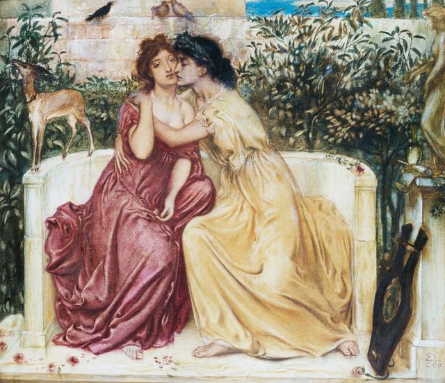 Safo e Erinna em um jardim em Mitilene, de Simeon Solomon