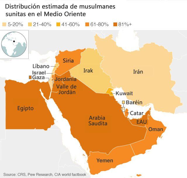 Mapa distribución musulmanes sunitas
