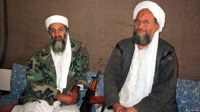 الظواهری در کنار بن لادن