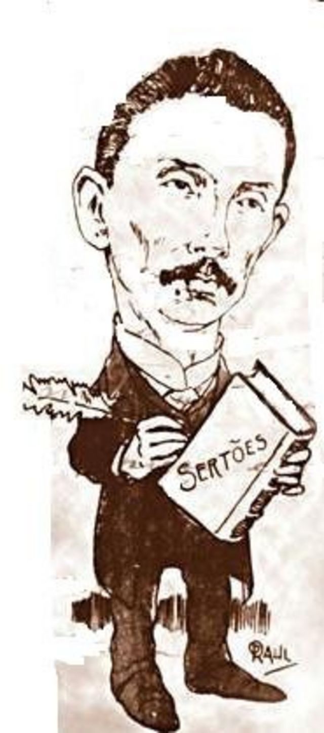 Caricatura de Euclides da Cunha publicada em 1903, feita por Raul Pederneiras