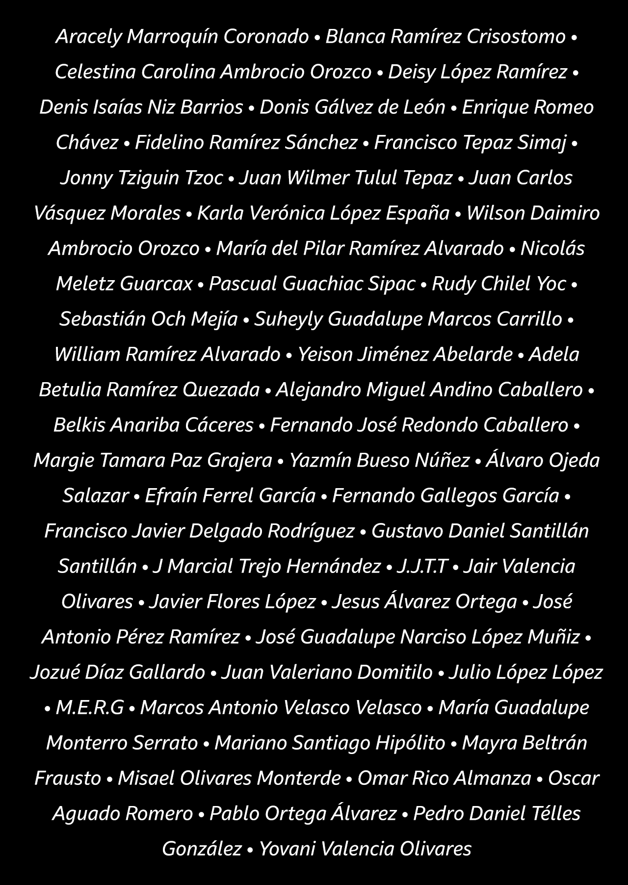 names of victims from San Antonio, Texas.