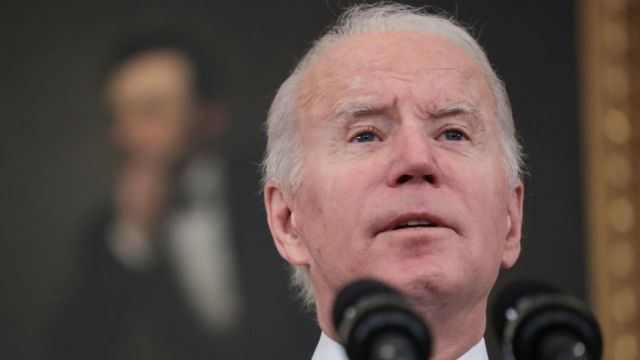 Joe Biden speaks at a jobs news conference in January 2021.