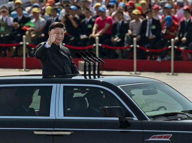 Chủ tịch Trung Quốc Tập Cận Bình trong cuộc duyệt binh vào ngày 3/9/2015