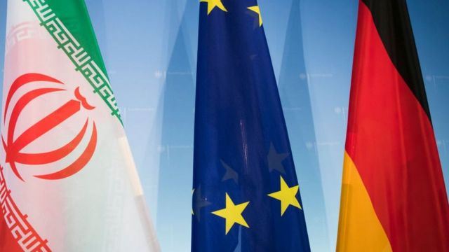 پرچم آلمان و ایران و اتحادیه اروپا