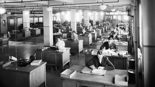 Escritório em Nova York nos anos 1930
